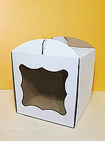 Коробка для торта из микрогофры с окном 25х25х25см