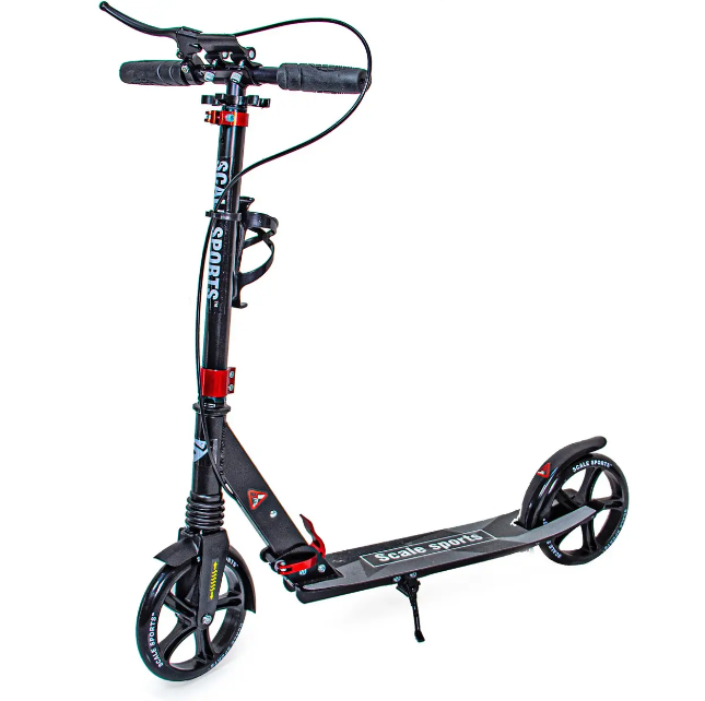 Міський двоколісний самокат "SCALE SPORTS SS-08 841149788" з ручним торозом і LED-ліхтариком (чорний)
