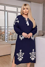 Сукня міді з вишивкою