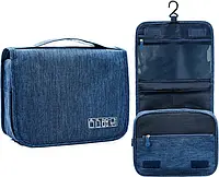 Портативна дорожня сумка - органайзер косметичка для туалетного та ванного приладдя, темно-синя