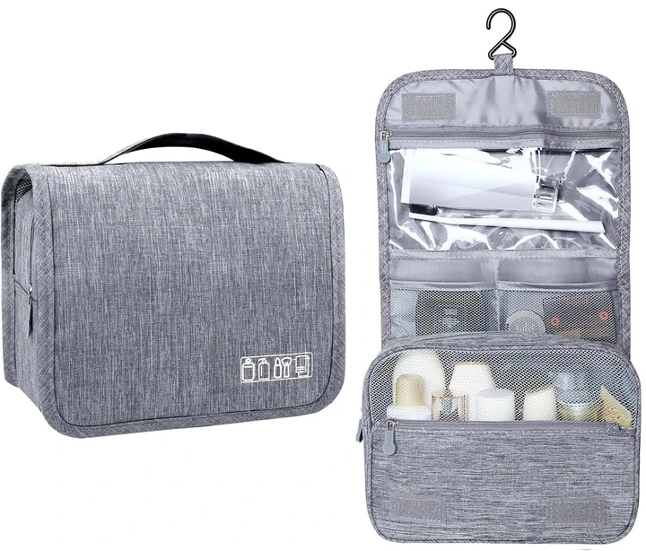 Дорожня сумка - органайзер косметичка для туалетного та ванного приладдя для чоловіків і жінок, сіра