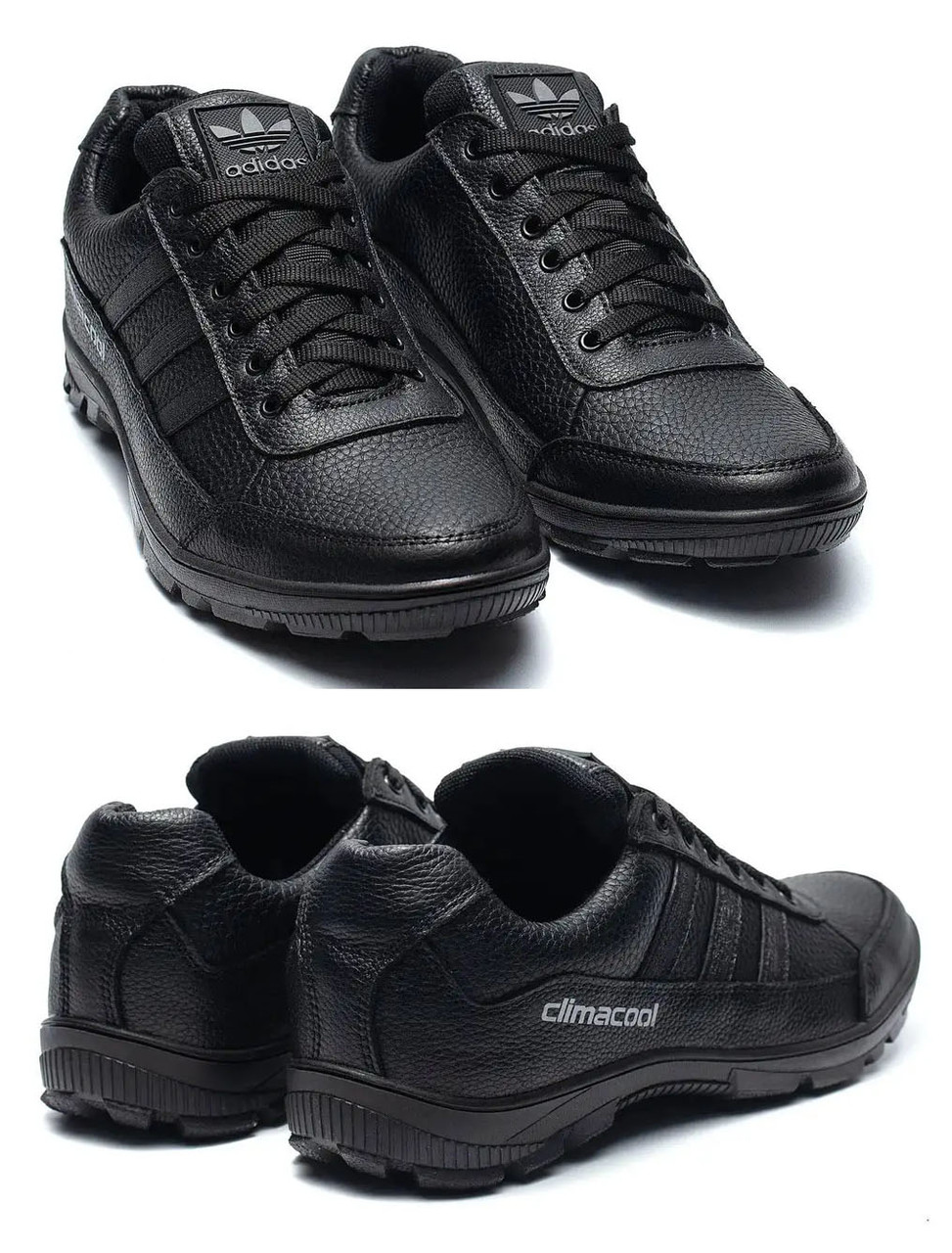 Чоловічі шкіряні кросівки Adidas (Адидас) A-13, кеди шкіряні повсякденні чорні. Чоловіче взуття, фото 1