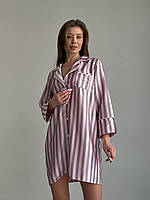 Женская шелковая оверсайз пижама в полоску Арт. 130