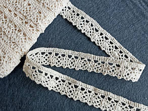 (1м) Натуральне мереживо (льон) бавовняне 1.6см колір бежевий