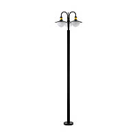 Уличный фонарный столб из металла на 3 стеклянных плафона цвет черный 220х20 см