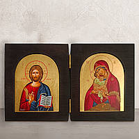Писаная икона Иисуса Христа И Пресвятой Богородицы 25,5 x 15 см