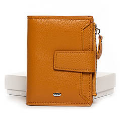 Гаманець жіночий жовтий шкіряний на кнопці маленький монетниця зовні 13 кишень для карт Dr. Bond WN-23-11