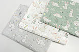 Ранфорс шириною 240 см "Кролики і квіточки" на білому тлі № 3247, фото 7