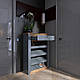 Стильна відкрита висока сіра тумба етажерка для взуття 800 з полицями та шухлядою в коридор прихожу Нордик, фото 5