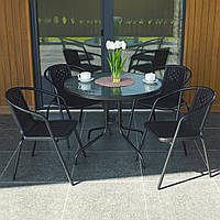 Комплект садовой мебели уличный 4Points Prato-4 на дачу с круглым столом 90 и четырьмя стульями для сада