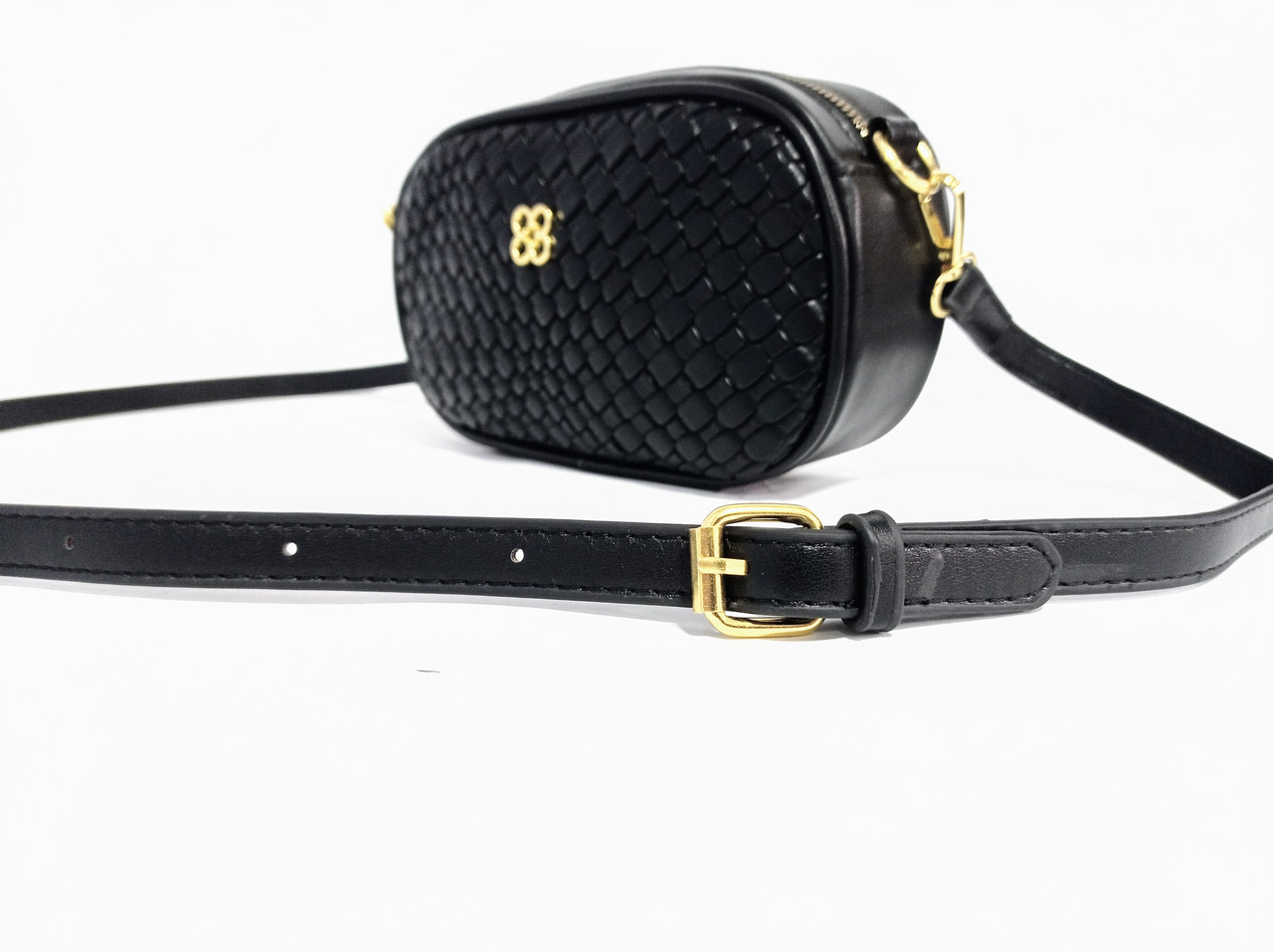 Сумка жіноча клатч через плече 21*12*7см еко-шкіра чорна (5-0190)