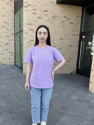 Жіноча зручна футболка з написом в прямому пошитті з принтом розміри 48, 50, фото 3