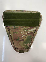 Напашник на плитоноску в кольорі мультикам, надійний захист паху, функціональний армійський підсумок із кишенею