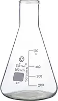 Колба мірна скляна 500 мл з широким горлом та друкованою шкалою. Україна