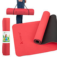 Тренажерний килимок TPE, 183x61x0,6 см - Червоний (двошаровий)