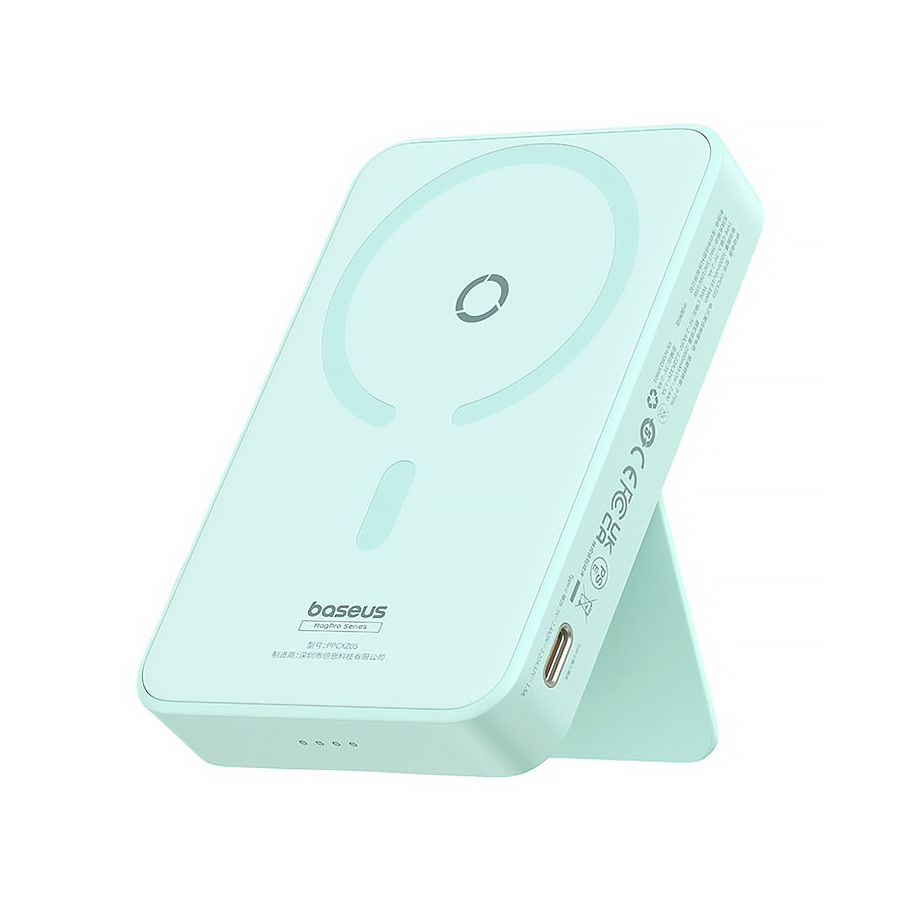 Зовнішній акумулятор з функцією підставки та підтримкою MagSafe BASEUS MagPro Magnetic 20W 5000mAh (блакитний)