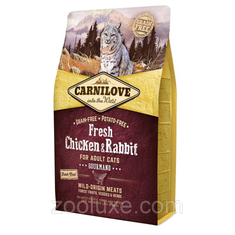 Carnilove For Adult Cats Fresh Chicken & Rabbit 6 кг Карнілав Курка та Ягня сухий корм для собак