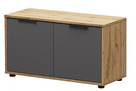 Тумба 2Д для взуття у передпокій з ламінованої ДСП дуб вотан/сірий графіт Сієна Сокме