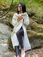 Женский длинный кардиган для девушки вязанный шерстяной кардиган кофта цвет бежевый one size оверсайз