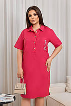 Літнє плаття короткі рукави вільного крою міді жатка розміри батал, фото 2