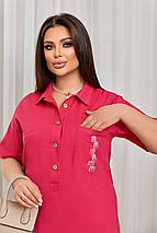 Літнє плаття короткі рукави вільного крою міді жатка розміри батал, фото 3