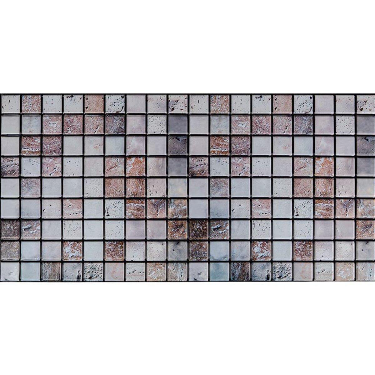 Моющиеся декоративные 3д панели для стен мозаика под бежевый мрамор 960*480*4мм Самоклеящиеся ПВХ 3 D панели - фото 1 - id-p2133630923