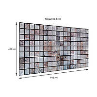 Декоративна ПВХ панель мозаїка 960х480х4мм Бежевий мармур SW-00001433