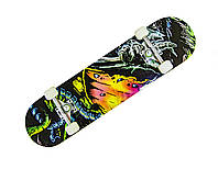 Скейтборд деревяный с наждачным покрытием двойной загиб деки 78*20 см принт снизу "SKALETON"