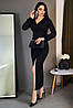 Вечірнє довге класичне плаття з довгим рукавом Jessica, чорне, фото 5