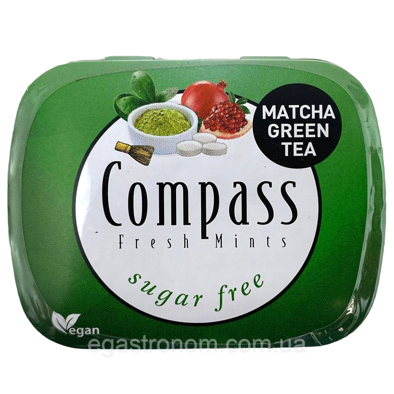 Льодяники матча-чай-гранат Компас Compass matcha-green tea-pomegranate 14g 12шт/уп 10уп/ящ (Код: 00-00005458)