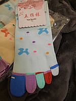 Носки женские с раздельными пальцами из хлопка, пять пальцев носки, пальцы другой цвет (размер М)
