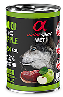 Полнорационный влажный корм для собак Alpha Spirit Duck with Green Apple Dog-400 г с уткой