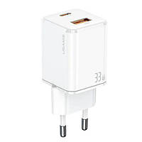 Мережевий ЗП Usams T43 GaN Mini 33W PD/QC3.0 White