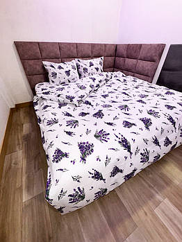 Постільна білизна Королева Ночі (Жатка Premium) | Полуторний комплект | 50х70 | Лаванда на білому