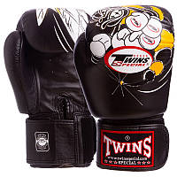 Перчатки боксерские Twins кожаные Черные 16 oz (FBGVL3-15)