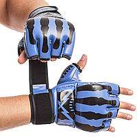 Перчатки для ММА смешанных единоборств искусственная кожа ZELART BO-1395 Сине-черные S