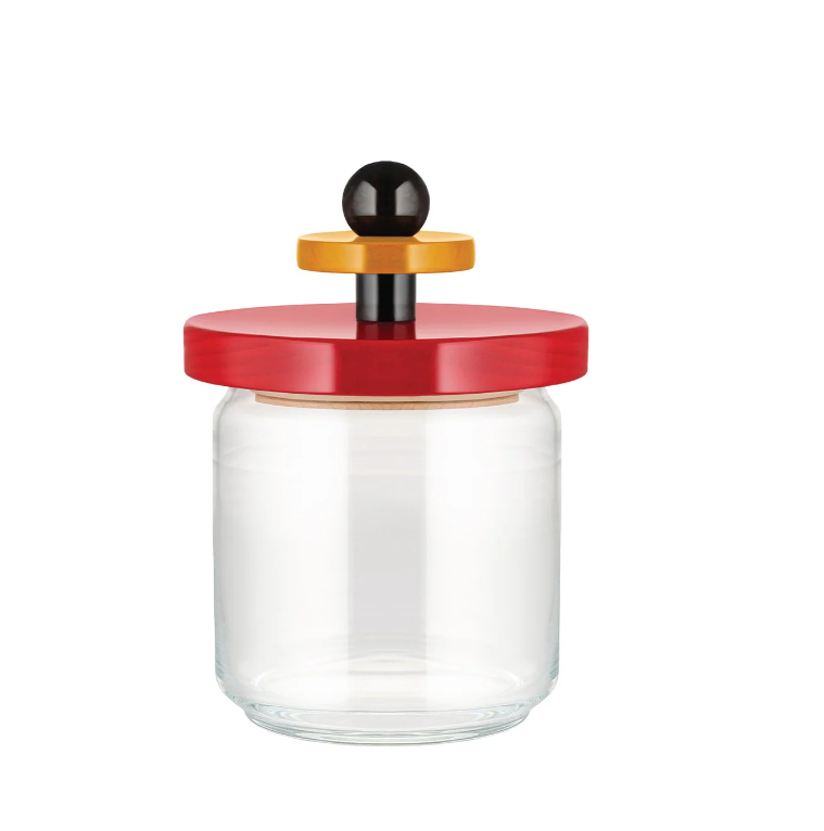 Банка для зберігання Alessi із скла 750 мл з червоною кришкою з дерева