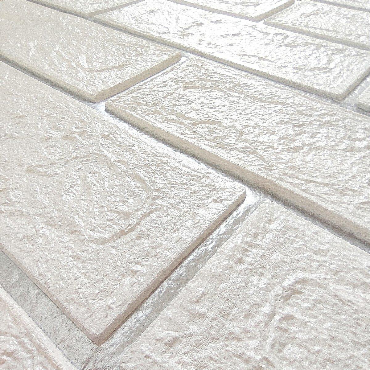 Моющиеся декоративные 3д панели для стен белый кирпич с серебром 700х700х5мм Самоклеящиеся ПВХ 3 D панели - фото 2 - id-p2133630984