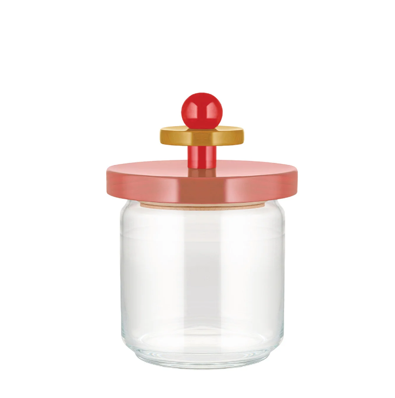 Банка для зберігання Alessi із скла 750 мл з рожевою кришкою з дерева