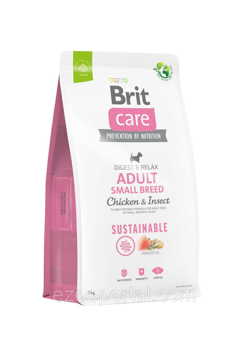 Brit Care Dog Sustainable Adult Small Breed сухий корм для собак малих порід з куркою та комахами 7кг