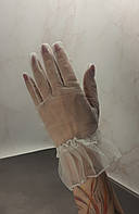 Білі прозорі тюлеві рукавички