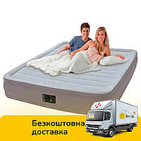 Надувная кровать двуспальная Intex 67770 Серый (203-152-33см) со встроенным электрическим насосом