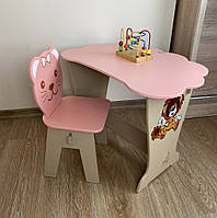 Стол-парта с крышкой облачко и стульчик фигурный детский.Для игры,учебы, рисования.