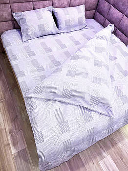 Постільна білизна Королева Ночі (Жатка Premium) | Полуторний комплект | 50х70 | Фігурні малюнки на сірому