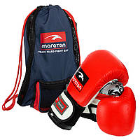Боксерский набор 2в1 (перчатки, сумка-мешок) Maraton DMAX кожаный Красно-белый 10 oz (MRT-C4)