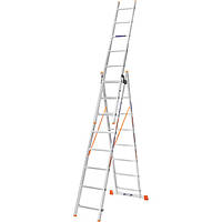 Лестница алюминиевая 3-х секционная BLUETOOLS (3х8 ступеней) (160-9005)