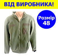 Тактична тепла флісова кофта з липучками розмір 48 олива ЗСУ, кофта на змійці з кишенями та липучками