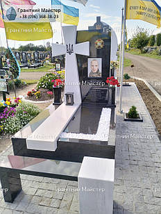 Пам'ятник для воїна ЗСУ з мармуровим хрестом № 491