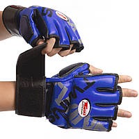 Перчатки для MMA смешанных единоборств натуральная кожа TWINS TW-001 Синие ХL