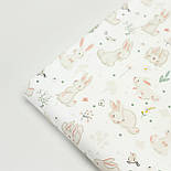 Ранфорс шириною 240 см "Кролики і квіточки" на білому тлі № 3247, фото 8